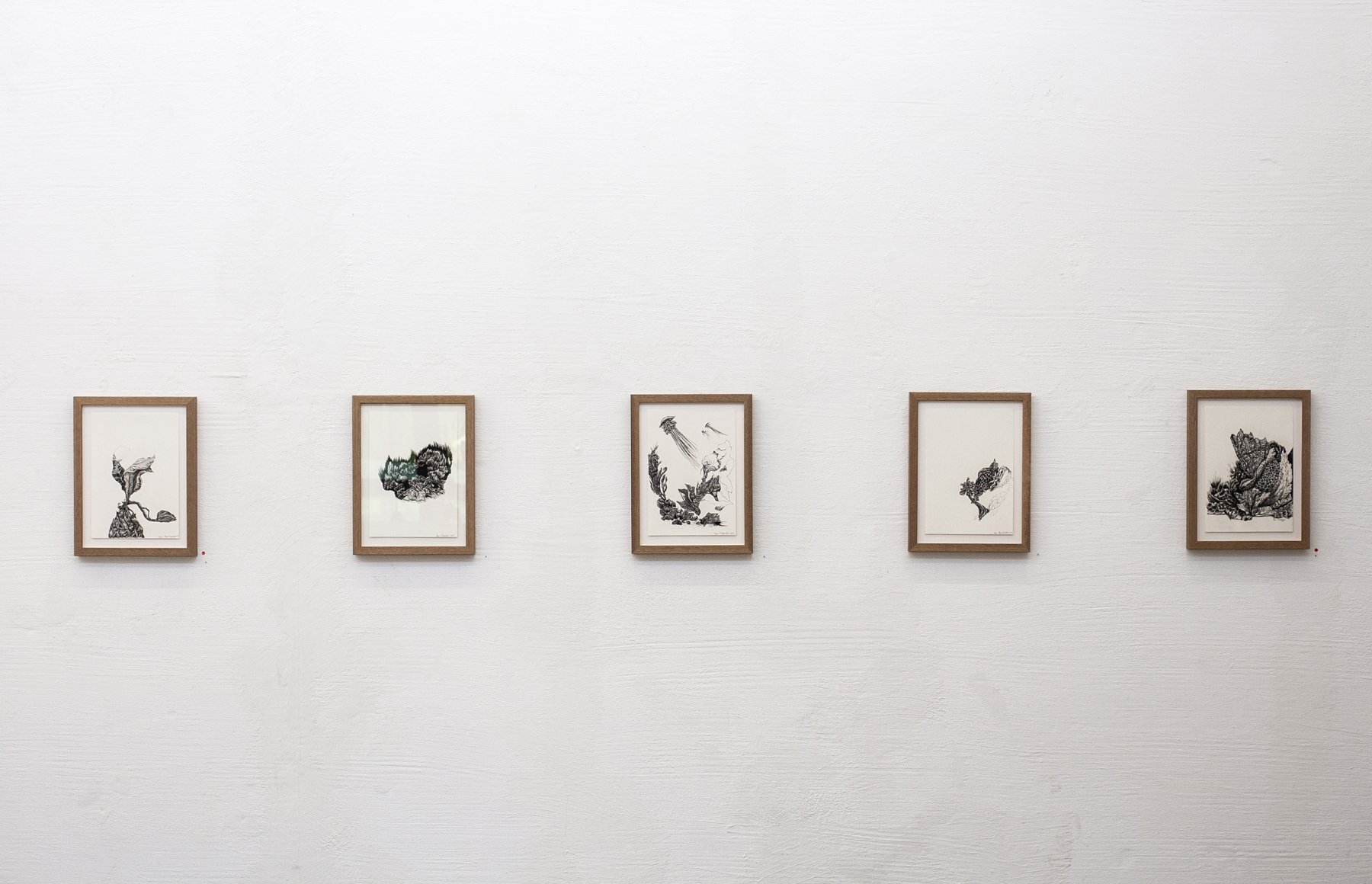 *Et indre sáiva 2–6* med dikt (2018) av Ragna Misvær Grønstad. Penn og penseltusj.